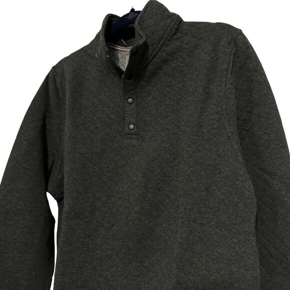 FLAG & ANTHEM Mens Quilted Snap Pullover Knit Dark Charcoal Gray NWT Medium - Picture 3 of 8